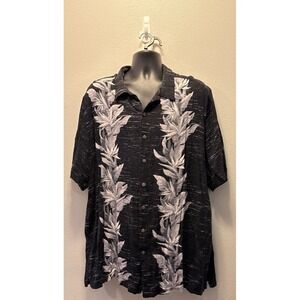 George Hawiian Print Black Button Down‎ Shirt Size XXXL